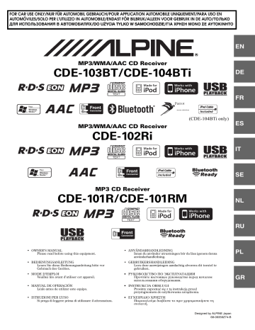 Manuel du propriétaire | Alpine CDE-104BTi Manuel utilisateur | Fixfr