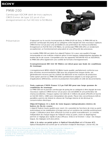 Manuel du propriétaire | Sony HXR-NX70 Manuel utilisateur | Fixfr