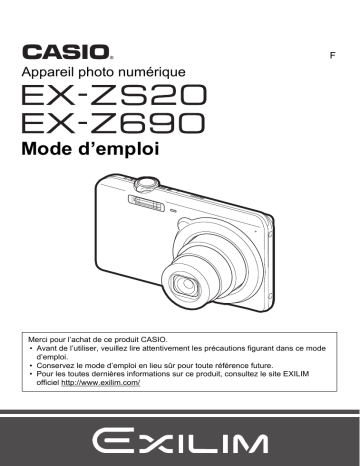 Manuel du propriétaire | Casio ZS20 Manuel utilisateur | Fixfr