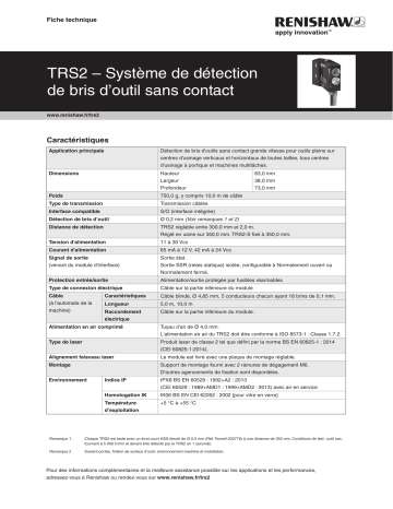 Renishaw TRS2 non-contact tool breakage detection system Manuel utilisateur | Fixfr