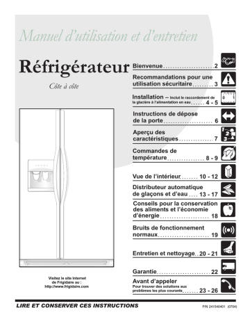 GHSC39EEPB | Manuel du propriétaire | Frigidaire FSC23F7TDS Manuel utilisateur | Fixfr