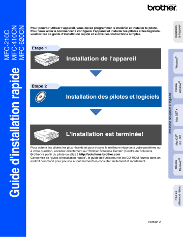 Manuel du propriétaire | Brother MFC-410CN Manuel utilisateur | Fixfr