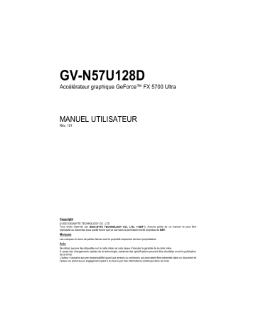 Manuel du propriétaire | Gigabyte GV-N57U128D Manuel utilisateur | Fixfr