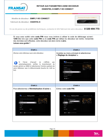 Manuel du propriétaire | ESSENTIELB SIMPLY CONNECT HD (FRANSAT) Manuel utilisateur | Fixfr