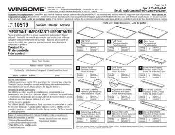 Winsome 10519 Home Office Cabinet Mode d'emploi | Fixfr