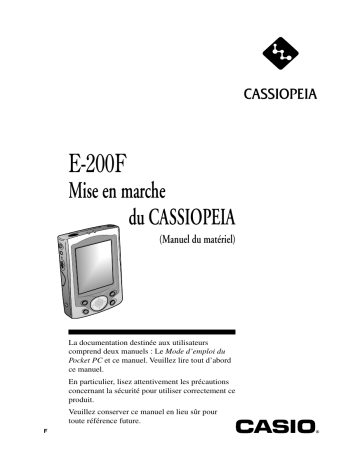 Manuel du propriétaire | Casio CASSIOPEIA E-200F Manuel utilisateur | Fixfr