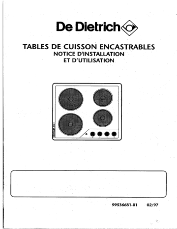 TD0251E1 | TW0251E1 | TW0251E11 | TD0251E11 | Manuel du propriétaire | De Dietrich TM0251E11 Manuel utilisateur | Fixfr