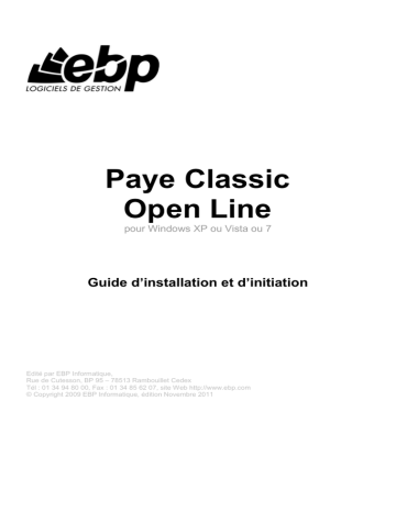 Mode d'emploi | EBP Paye Classic 2012 Open Line Manuel utilisateur | Fixfr