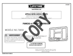 Lifetime 73650 Basketball Backboard and Rim Combo (44-Inch Polycarbonate) Manuel du propriétaire