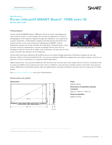 SMART Technologies Board 7000 and 7000 Pro spécification | Fixfr