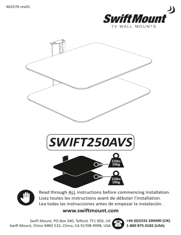 SWIFT250AVS-AP | SwiftMount AV Component Accessory Shelving - Double Shelf Guide d'installation | Fixfr