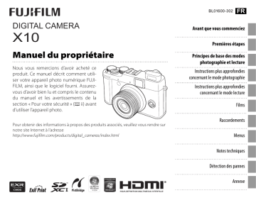 Fujifilm X10 Camera Manuel du propriétaire | Fixfr