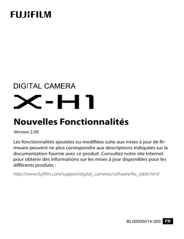 Manuel du propriétaire | Fujifilm X-H1 Camera Manuel utilisateur | Fixfr