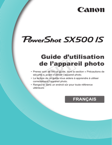 Mode d'emploi | Canon PowerShot SX500 IS Manuel utilisateur | Fixfr