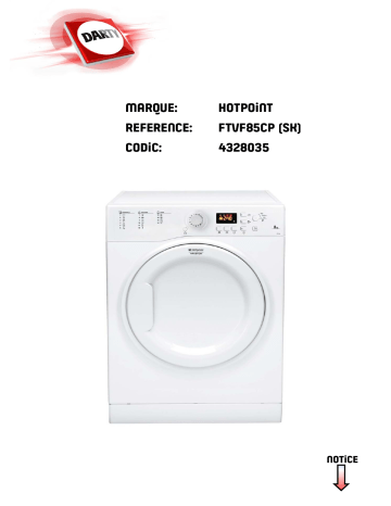 Manuel du propriétaire | Hotpoint TCDG51XBK Manuel utilisateur | Fixfr