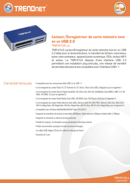 Trendnet TMR-61U2 USB 6-in-1 Memory Card Reader/Writer Fiche technique