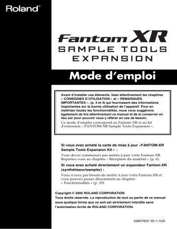 Manuel du propriétaire | Roland Fantom XR Manuel utilisateur | Fixfr