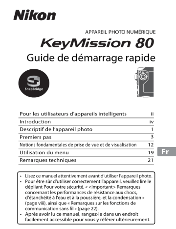 Guide de démarrage rapide | Nikon KeyMission 80 Manuel utilisateur | Fixfr