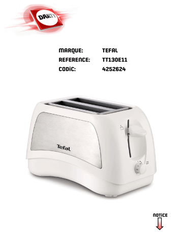 Manuel du propriétaire | Tefal TOAST NÂ’GRILL TL600830 Manuel utilisateur | Fixfr