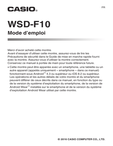 Casio Pro Trek Smart WSD-F10 Android Wear Mode d'emploi | Fixfr