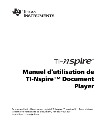 Manuel du propriétaire | Texas Instruments TI-Nspire Manuel utilisateur | Fixfr