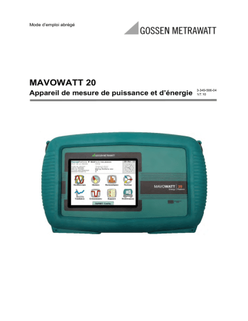 Mode d'emploi | Gossen MetraWatt MAVOWATT 20 Operating instrustions | Fixfr