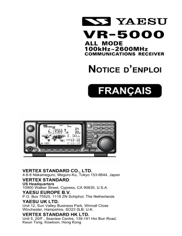 Manuel du propriétaire | YAESU VR 5000 Manuel utilisateur | Fixfr