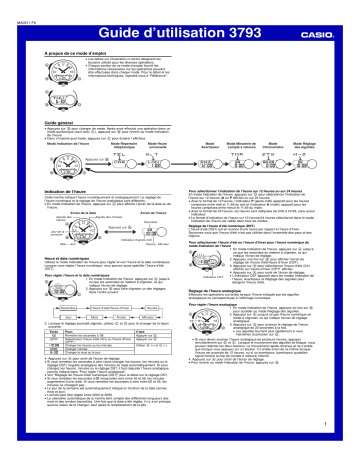 Manuel du propriétaire | Casio 3793 Manuel utilisateur | Fixfr