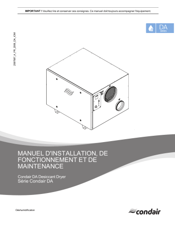 Installation manuel | Condair 2597587-A DA Series Dehumidifier Guide d'installation | Fixfr