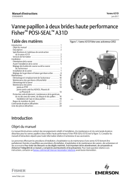 Fisher Vanne papillon à deux brides haute performance POSI-SEAL A31D( POSI-SEAL A31D Double-Flange High-Performance Butterfly Valve) Manuel du propriétaire