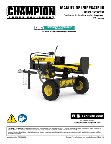 Model #100251 | Champion Power Equipment 100251 25-Ton Log Splitter Manuel utilisateur | Fixfr