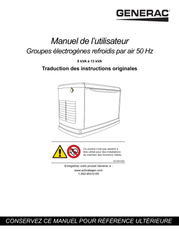 Generac 8 kVA G0071440 Standby Generator Manuel utilisateur | Fixfr