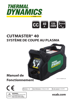 ESAB CUTMASTER 40 PLASMA CUTTING SYSTEM Manuel utilisateur