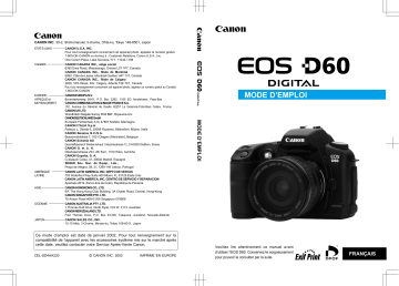 Manuel du propriétaire | Canon EOS D60 Manuel utilisateur | Fixfr