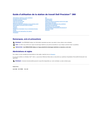 Dell Precision 380 workstation Manuel utilisateur | Fixfr