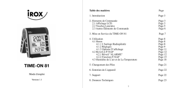 Manuel du propriétaire | Irox TIME-ON 81 Manuel utilisateur | Fixfr