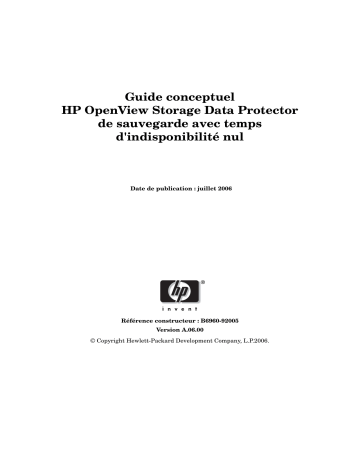 Manuel du propriétaire | HP DATA PROTECTOR V6.0 SOFTWARE Manuel utilisateur | Fixfr