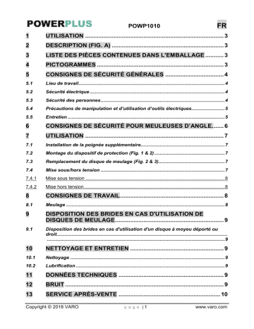 Manuel du propriétaire | Powerplus POWP1010 Manuel utilisateur | Fixfr