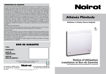 Manuel du propriétaire | Noirot ATHENEA PLENITUDE Manuel utilisateur | Fixfr