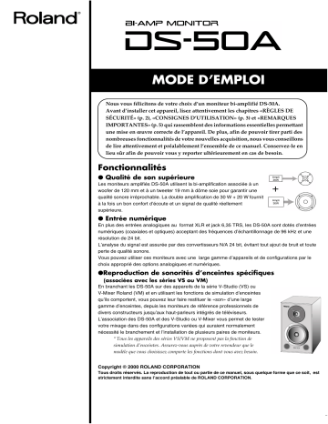 Manuel du propriétaire | Roland DS-50A Manuel utilisateur | Fixfr