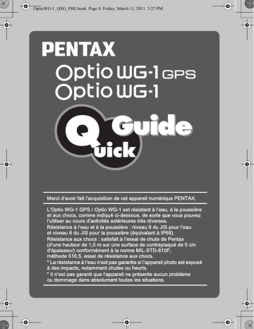 Guide de démarrage rapide | Pentax Série Optio WG1 GPS Manuel utilisateur | Fixfr