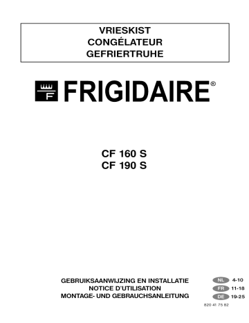 Manuel du propriétaire | Frigidaire CF160S Manuel utilisateur | Fixfr