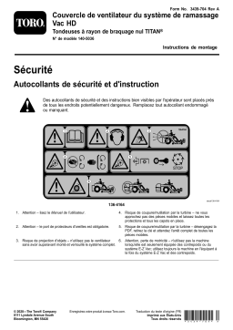 Toro HD Vac Bagger Blower Cover, TITAN Zero-Turn-Radius Riding Mower Riding Product Manuel utilisateur