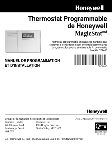 Manuel du propriétaire | Honeywell CT2400 Manuel utilisateur | Fixfr