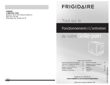 Manuel du propriétaire | Frigidaire FPTT02D7MS Manuel utilisateur | Fixfr