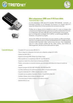 Trendnet TEW-649UB Mini Wireless N Speed USB Adapter Fiche technique