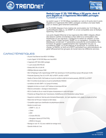 Trendnet RB-TL2-E284 24-Port 10/100Mbps Layer 2 Switch Fiche technique | Fixfr