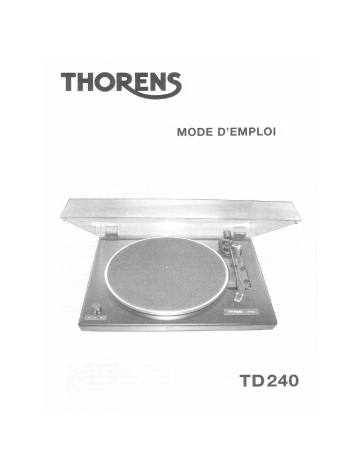 Manuel du propriétaire | Thorens TD240-2 Manuel utilisateur | Fixfr