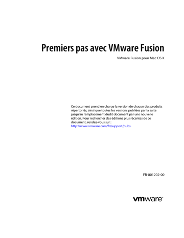 Guide de démarrage rapide | VMware Fusion 6.0 Manuel utilisateur | Fixfr
