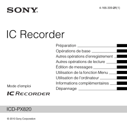 Sony ICD-PX820 Manuel utilisateur